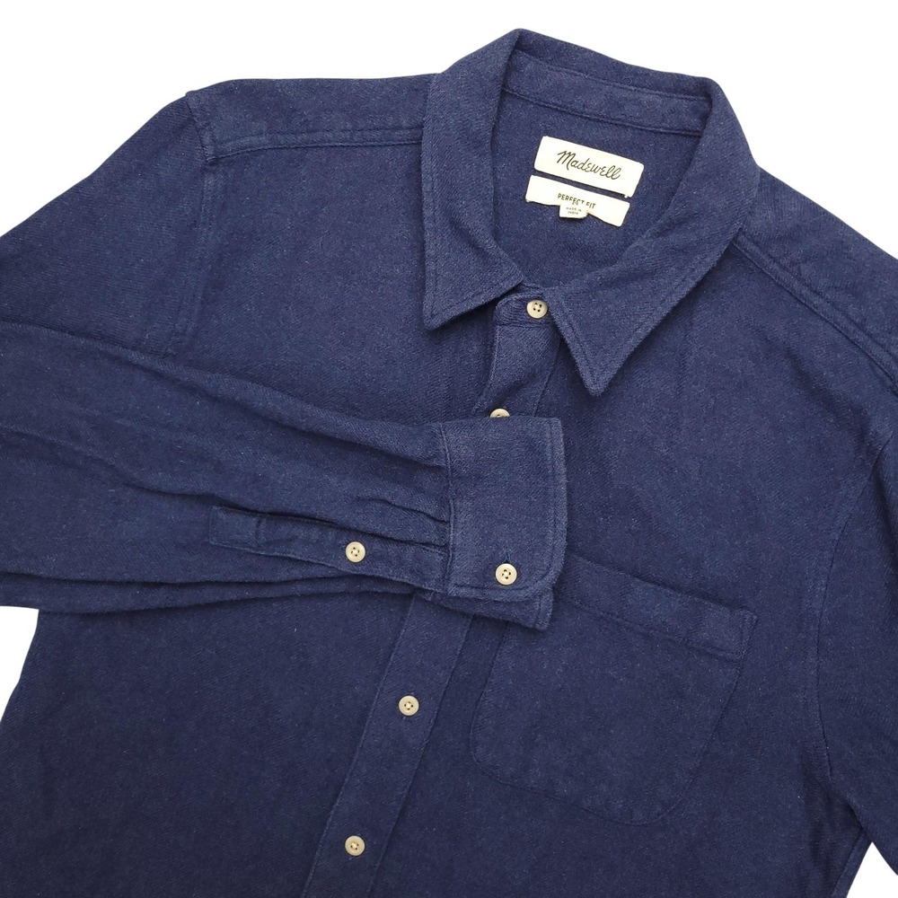 Madewell Perfect Fit Shirt Womens M Blue Long Sleeve Button Up‎ Cotton Casual